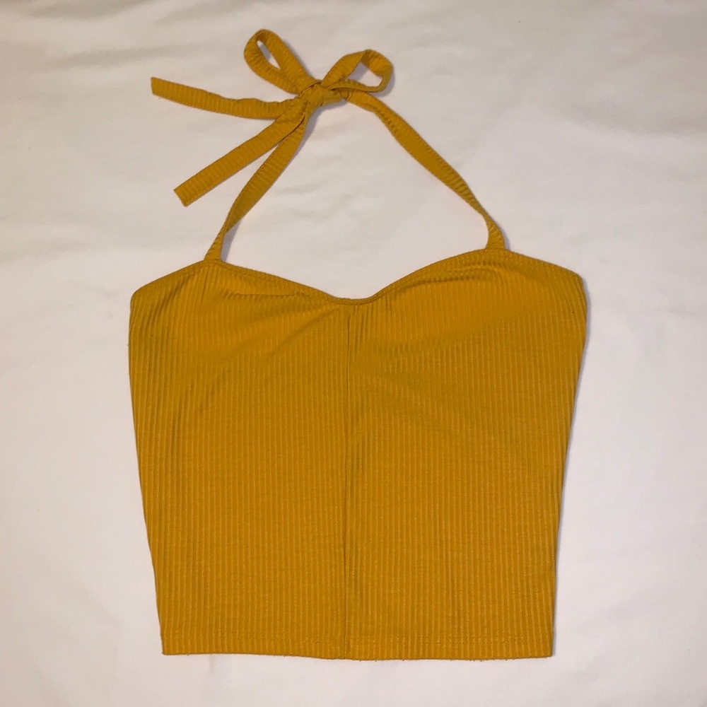 Yellow tie up crop top